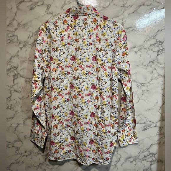 Alan Flusser Shirt Mens M Floral Cotton Colorful Long Sleeve Button Up Casual - Picture 7 of 7